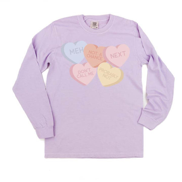 Meh - Conversation Hearts - LONG SLEEVE Comfort Colors Tee