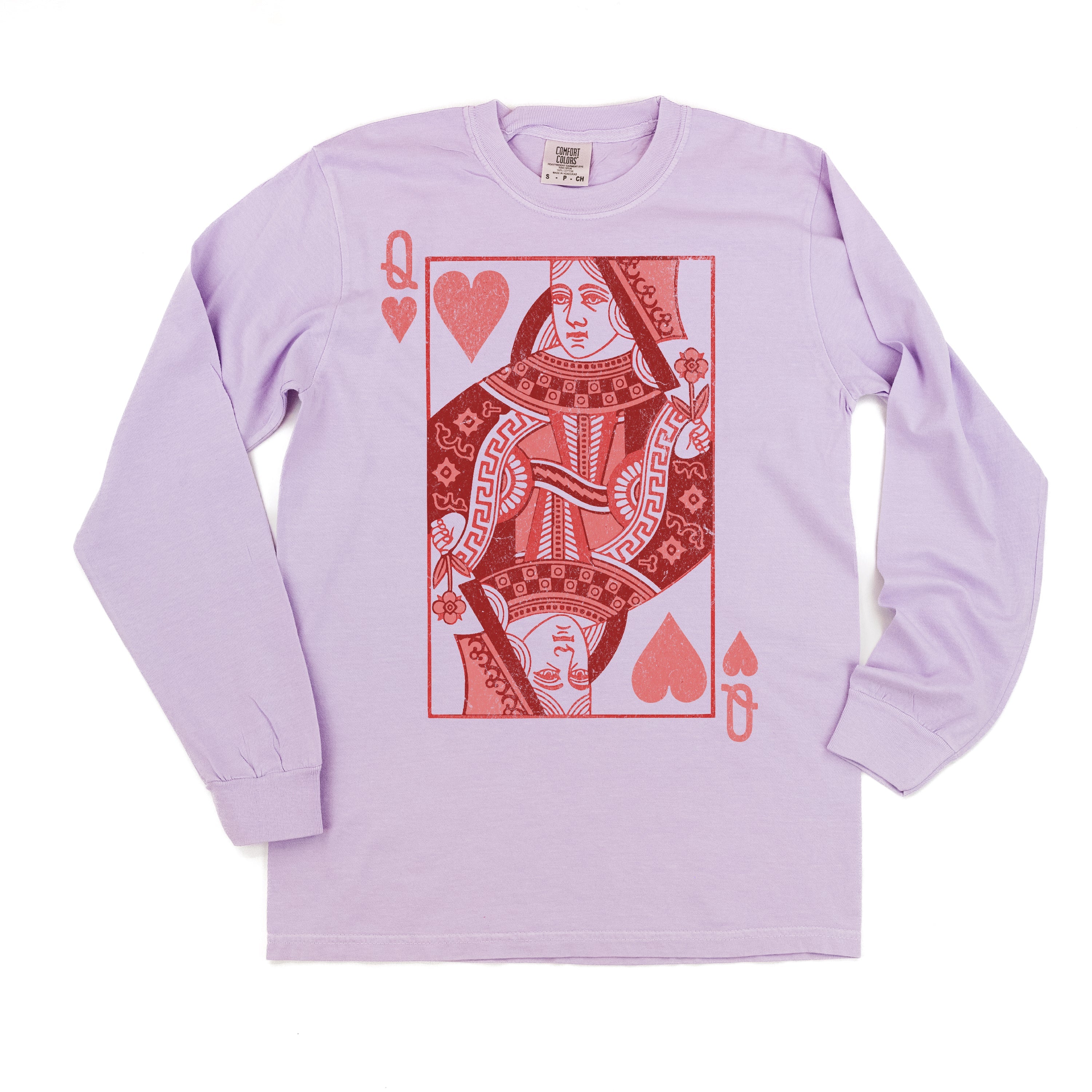 Queen Of Hearts - LONG SLEEVE Comfort Colors Tee Little Mama Shirt Shop