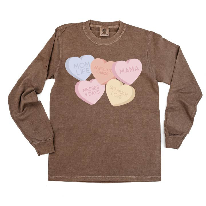 Mom Life - Conversation Hearts - LONG SLEEVE Comfort Colors Tee