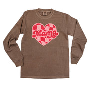 Mama - Pink & Red Checker Heart - LONG SLEEVE Comfort Colors Tee Little Mama Shirt Shop