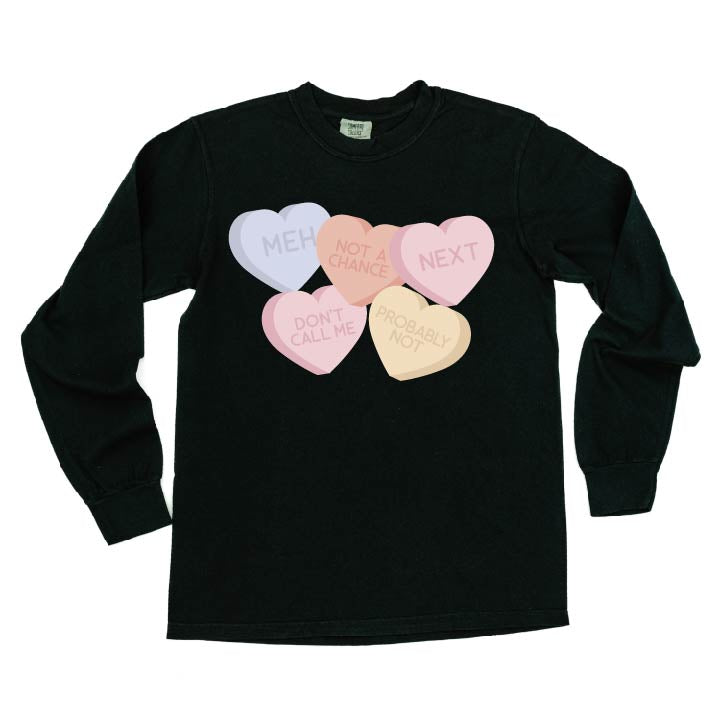 Meh - Conversation Hearts - LONG SLEEVE Comfort Colors Tee