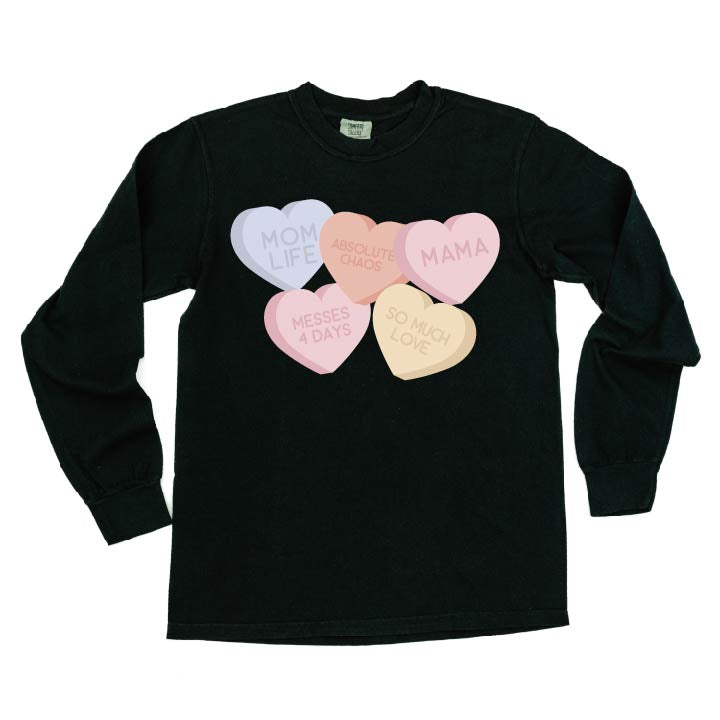 Mom Life - Conversation Hearts - LONG SLEEVE Comfort Colors Tee