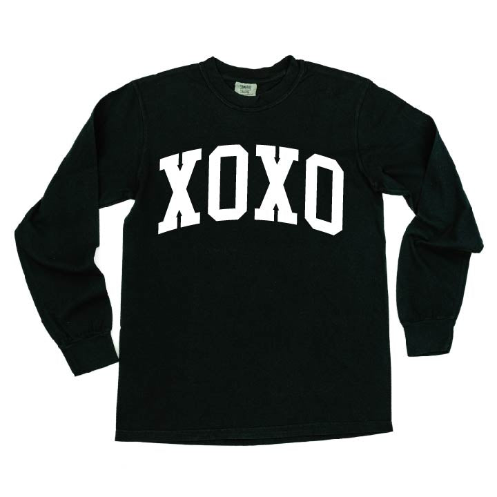 Arched XOXO - Varsity - Long Sleeve Comfort Colors Tee Little Mama Shirt Shop