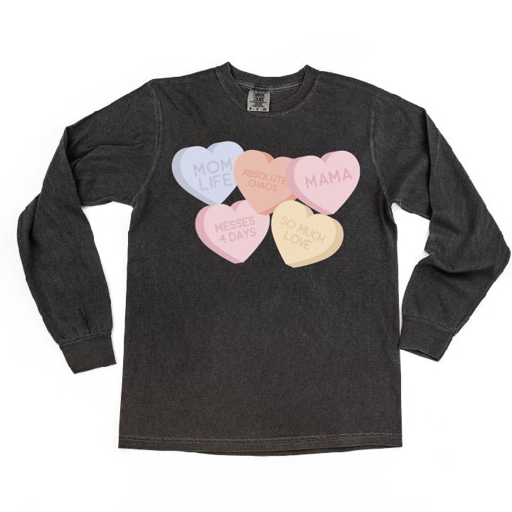 Mom Life - Conversation Hearts - LONG SLEEVE Comfort Colors Tee