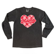 Mama - Pink & Red Checker Heart - LONG SLEEVE Comfort Colors Tee Little Mama Shirt Shop