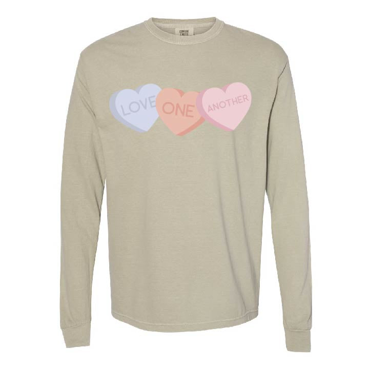 Love One Another - Conversation Hearts - LONG SLEEVE Comfort Colors Tee