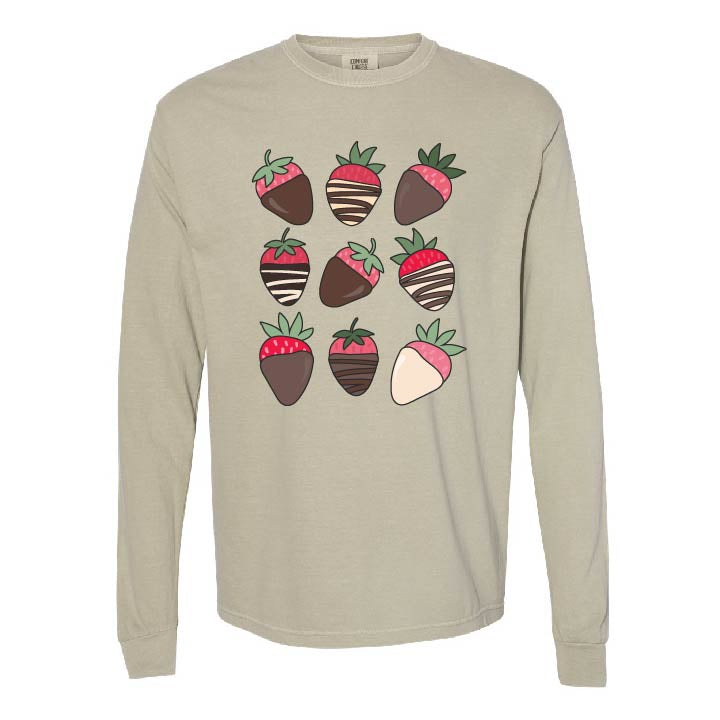 Chocolate Covered Strawberries - LONG SLEEVE Comfort Colors Tee