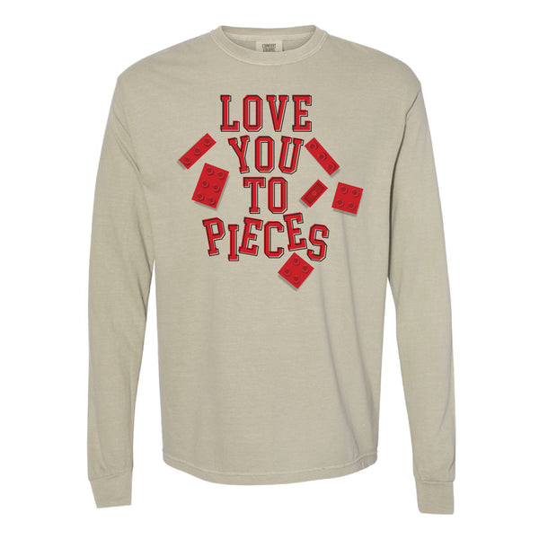 Love You To Pieces - Legos - LONG SLEEVE Comfort Colors Tee