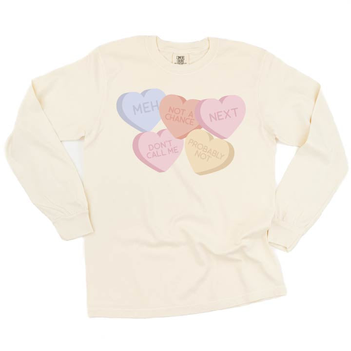 Meh - Conversation Hearts - LONG SLEEVE Comfort Colors Tee