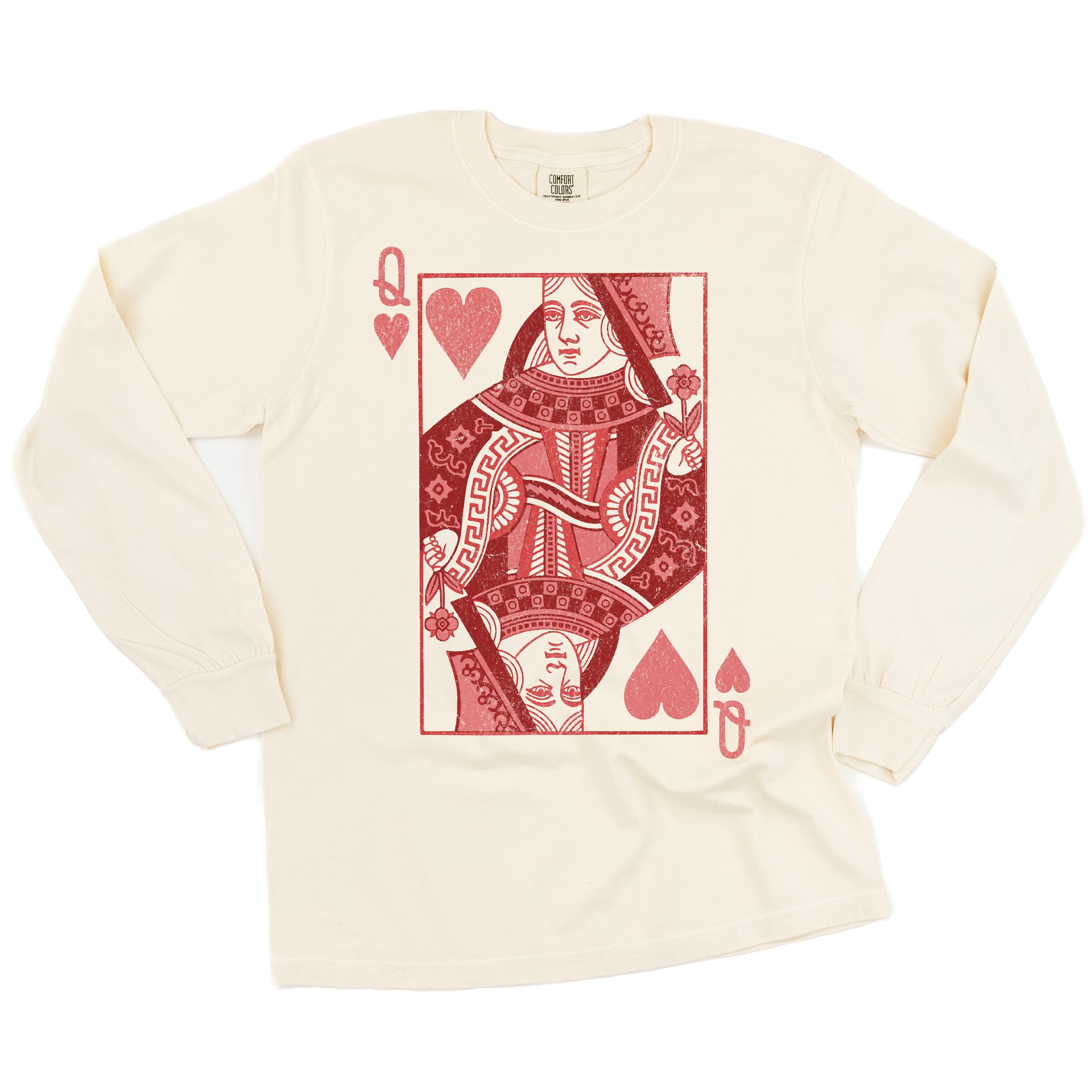Queen Of Hearts - LONG SLEEVE Comfort Colors Tee Little Mama Shirt Shop