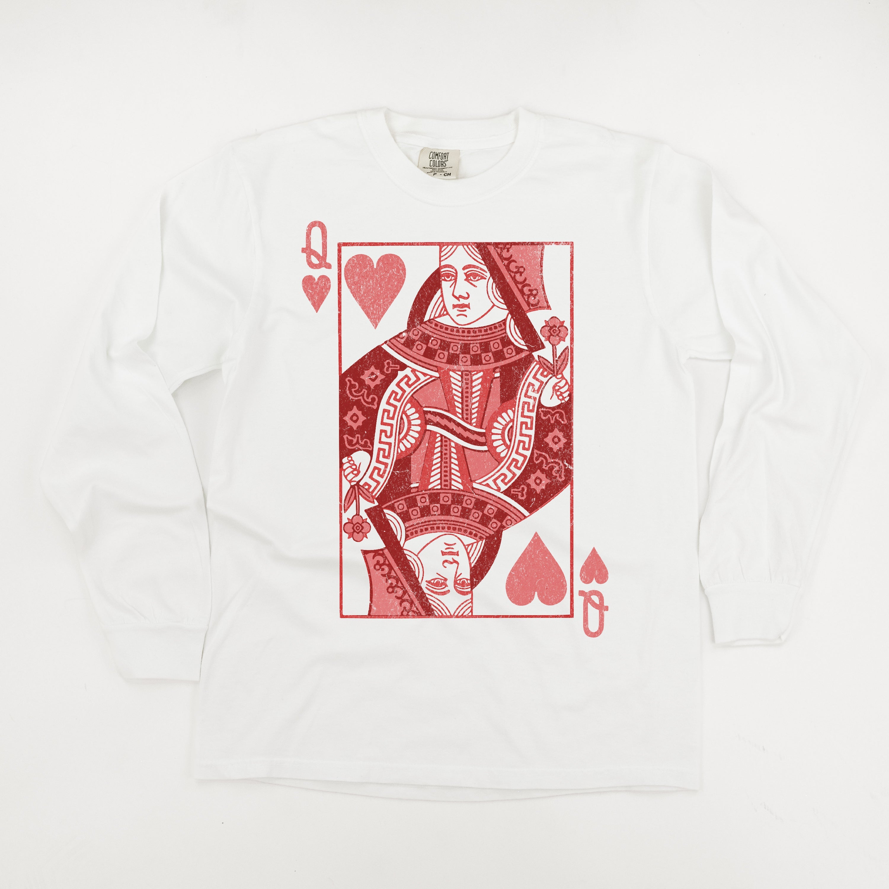 Queen Of Hearts - LONG SLEEVE Comfort Colors Tee Little Mama Shirt Shop