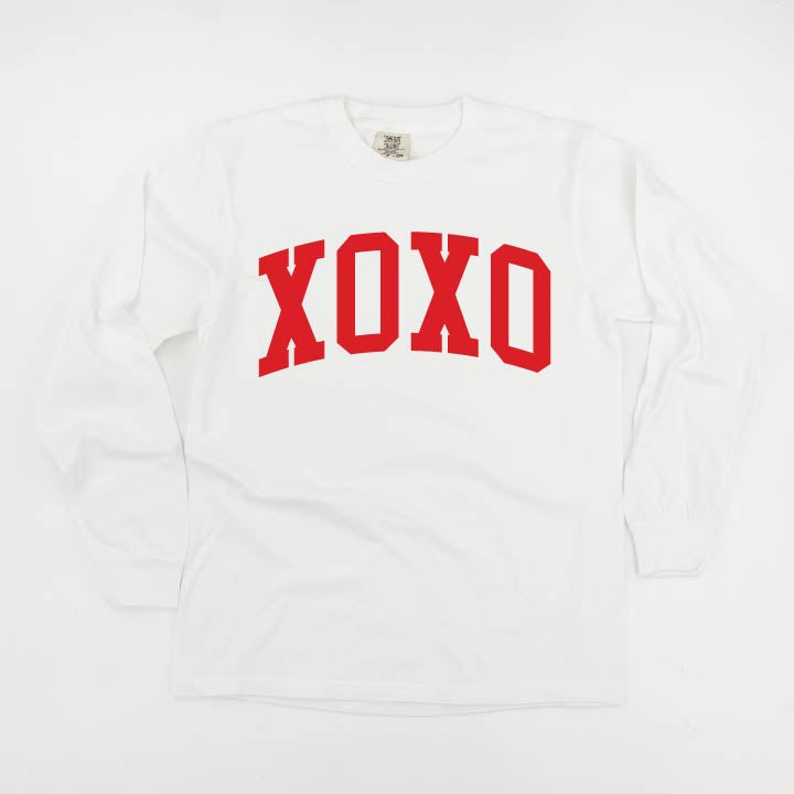 Arched XOXO - Varsity - LONG SLEEVE Comfort Colors Tee