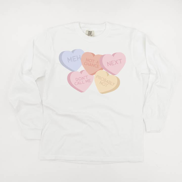 Meh - Conversation Hearts - LONG SLEEVE Comfort Colors Tee