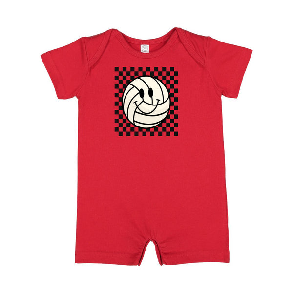 Checkers Smiley - Volleyball - Short Sleeve / Shorts - One Piece Baby Romper