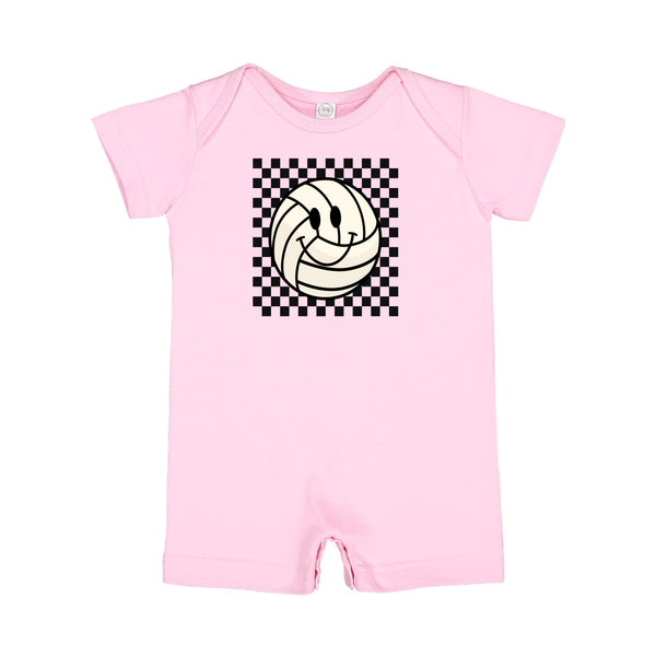 Checkers Smiley - Volleyball - Short Sleeve / Shorts - One Piece Baby Romper