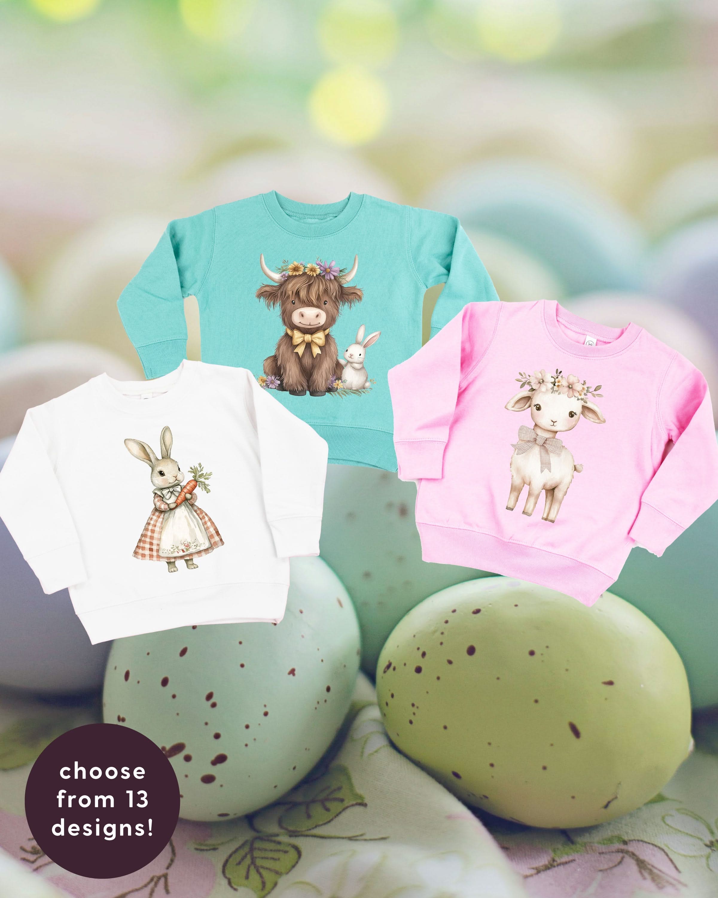 Watercolor Easter Animals - Child Sweater Little Mama Shirt Shop