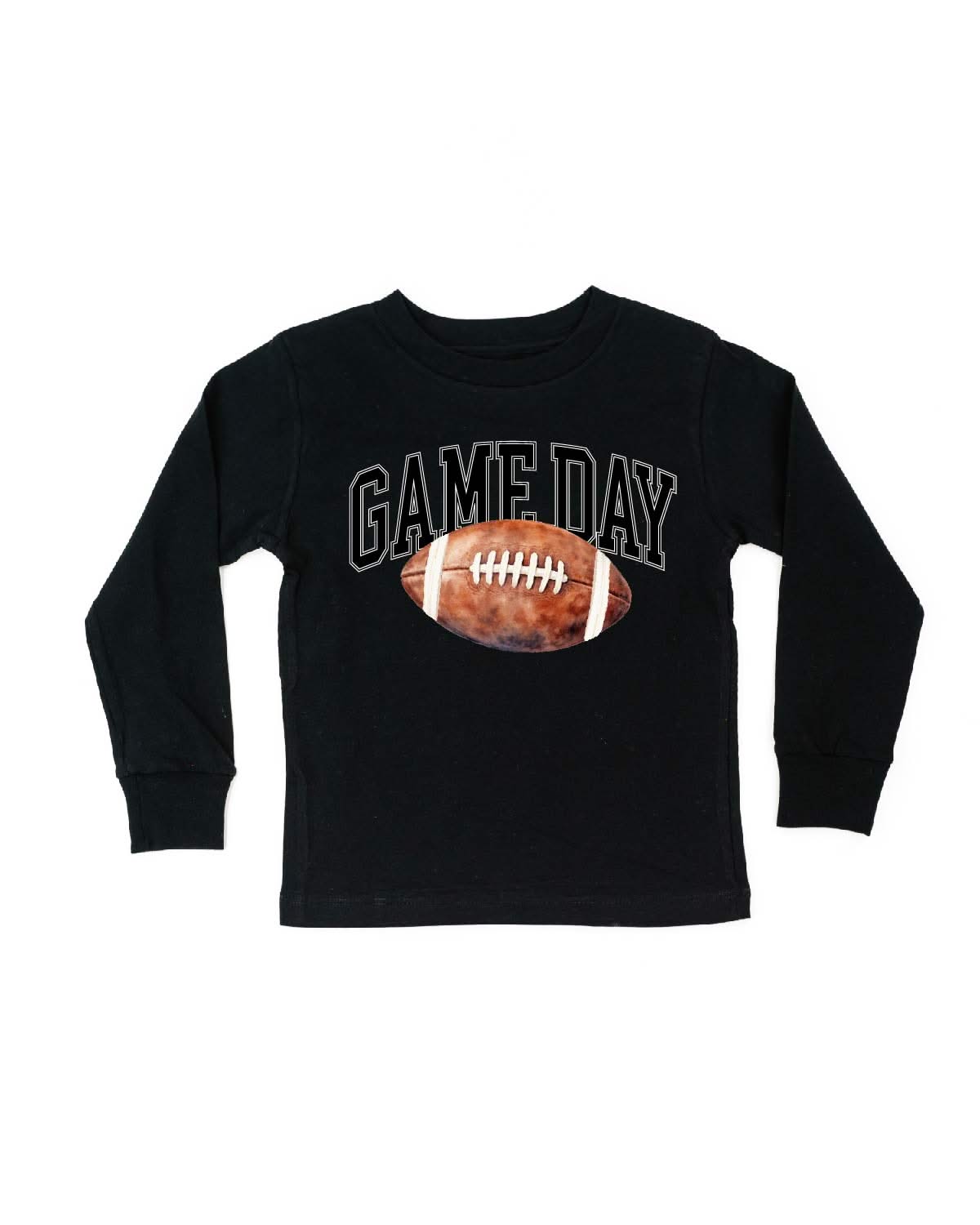 Watercolor Football - Game Day - Child LONG SLEEVE Tee Little Mama Shirt Shop
