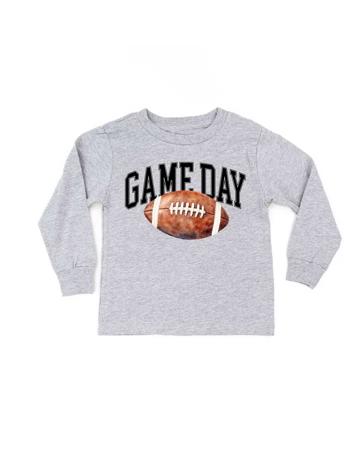 Watercolor Football - Game Day - Child LONG SLEEVE Tee Little Mama Shirt Shop
