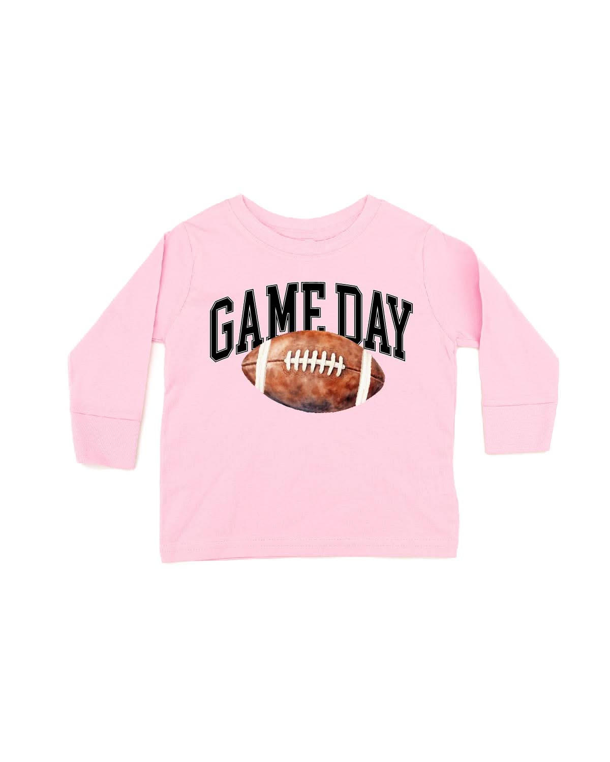 Watercolor Football - Game Day - Child LONG SLEEVE Tee Little Mama Shirt Shop