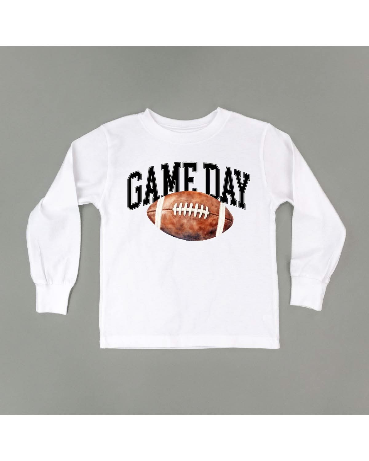 Watercolor Football - Game Day - Child LONG SLEEVE Tee Little Mama Shirt Shop
