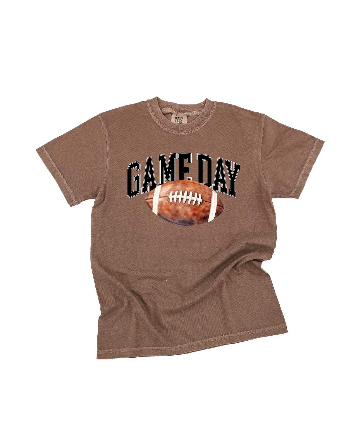 Watercolor Football - Game Day - Comfort Colors Tee Little Mama Shirt Shop