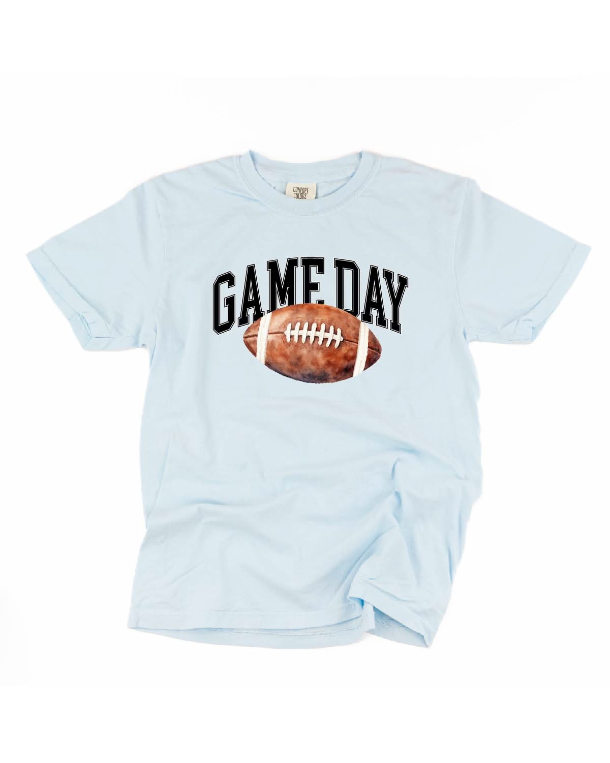 Watercolor Football - Game Day - Comfort Colors Tee Little Mama Shirt Shop