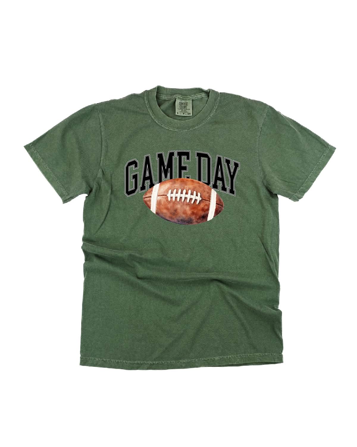 Watercolor Football - Game Day - Comfort Colors Tee Little Mama Shirt Shop