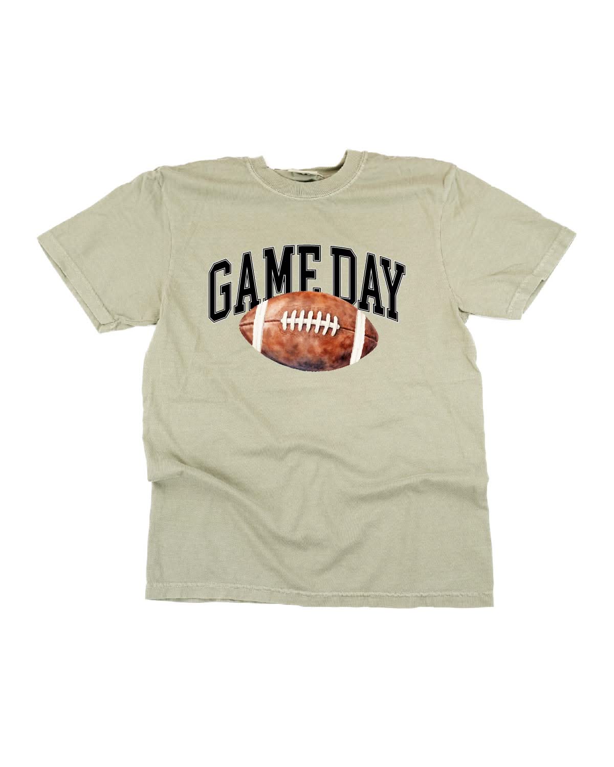 Watercolor Football - Game Day - Comfort Colors Tee Little Mama Shirt Shop