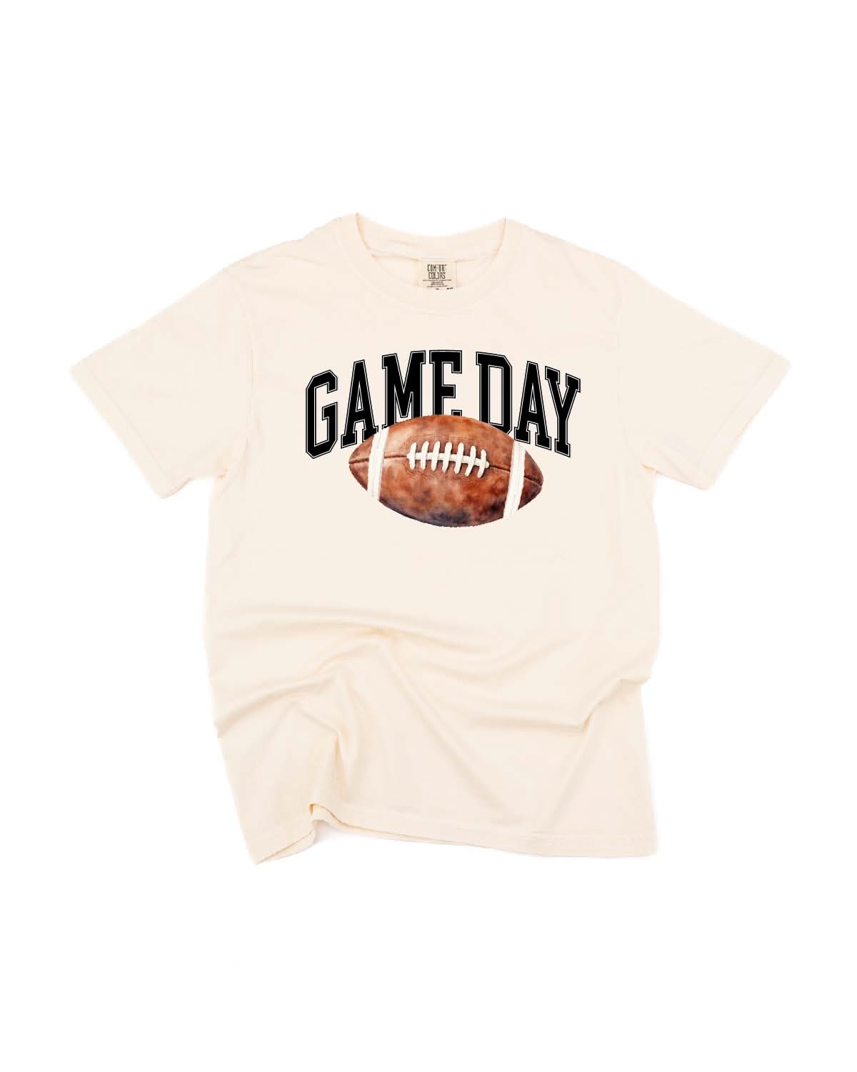 Watercolor Football - Game Day - Comfort Colors Tee Little Mama Shirt Shop