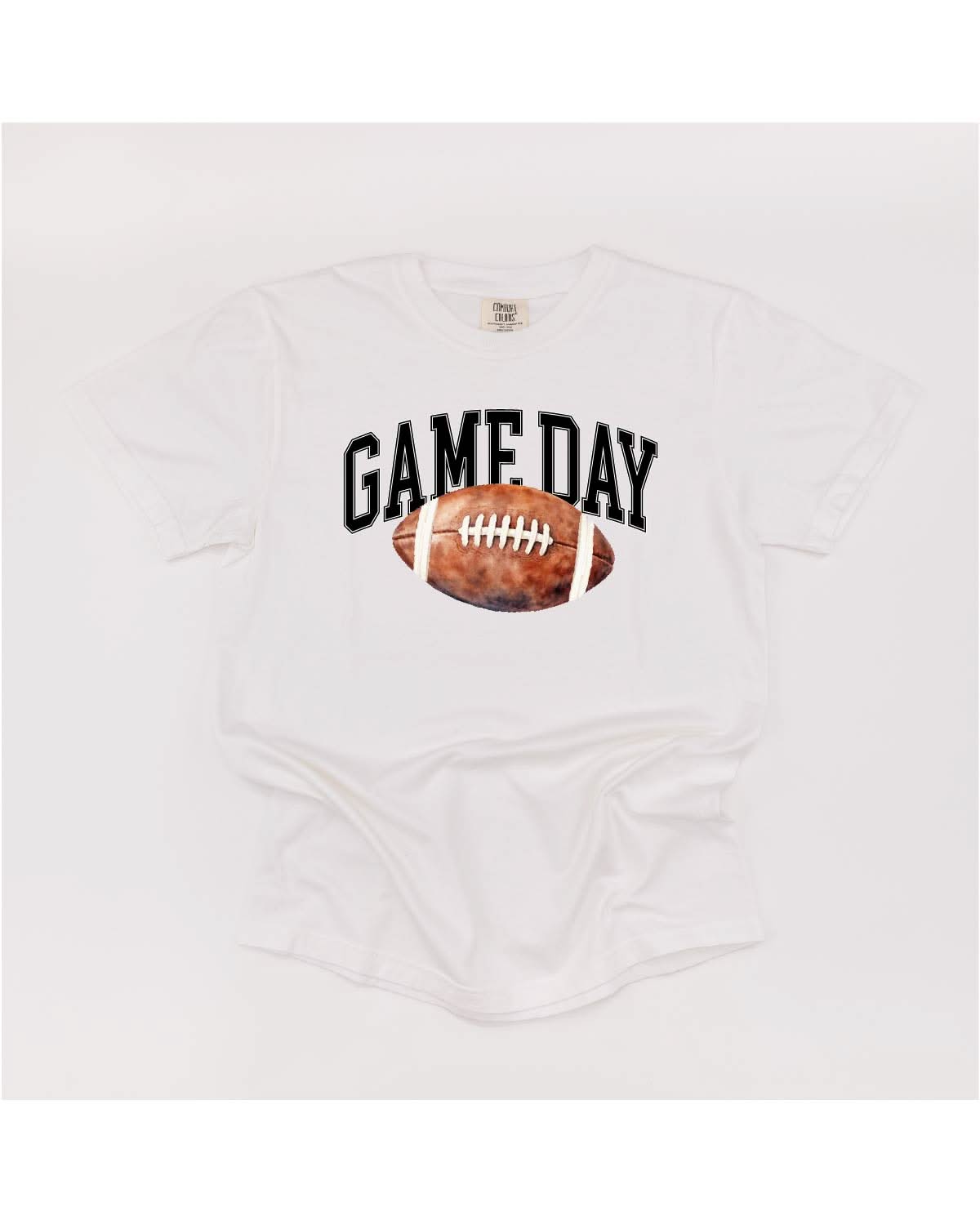 Watercolor Football - Game Day - Comfort Colors Tee Little Mama Shirt Shop