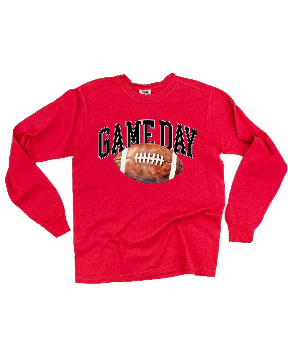 Watercolor Football - Game Day - LONG SLEEVE Comfort Colors Tee Little Mama Shirt Shop