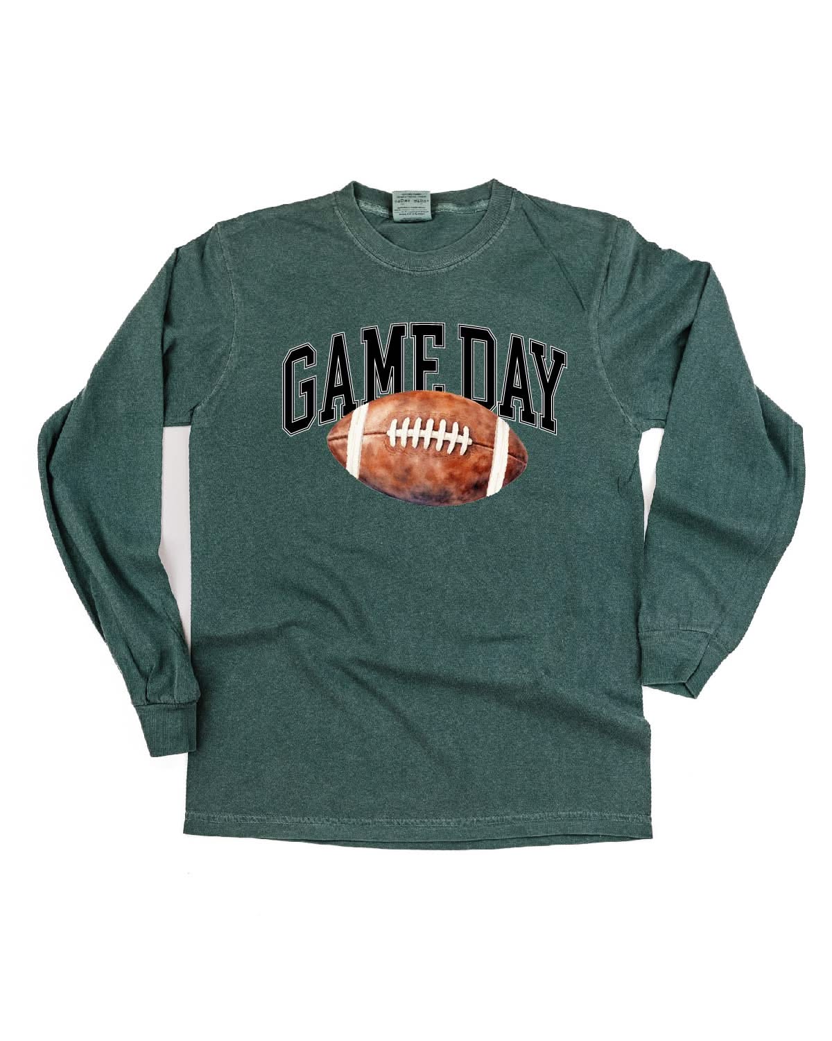 Watercolor Football - Game Day - LONG SLEEVE Comfort Colors Tee Little Mama Shirt Shop