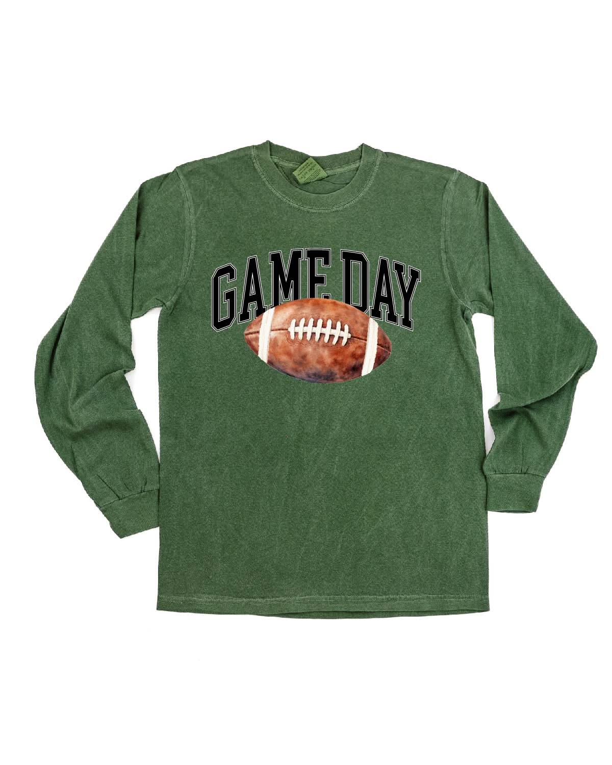 Watercolor Football - Game Day - LONG SLEEVE Comfort Colors Tee Little Mama Shirt Shop