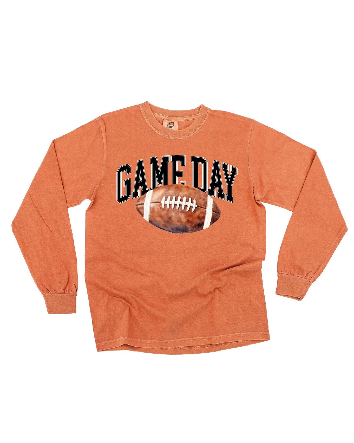Watercolor Football - Game Day - LONG SLEEVE Comfort Colors Tee Little Mama Shirt Shop