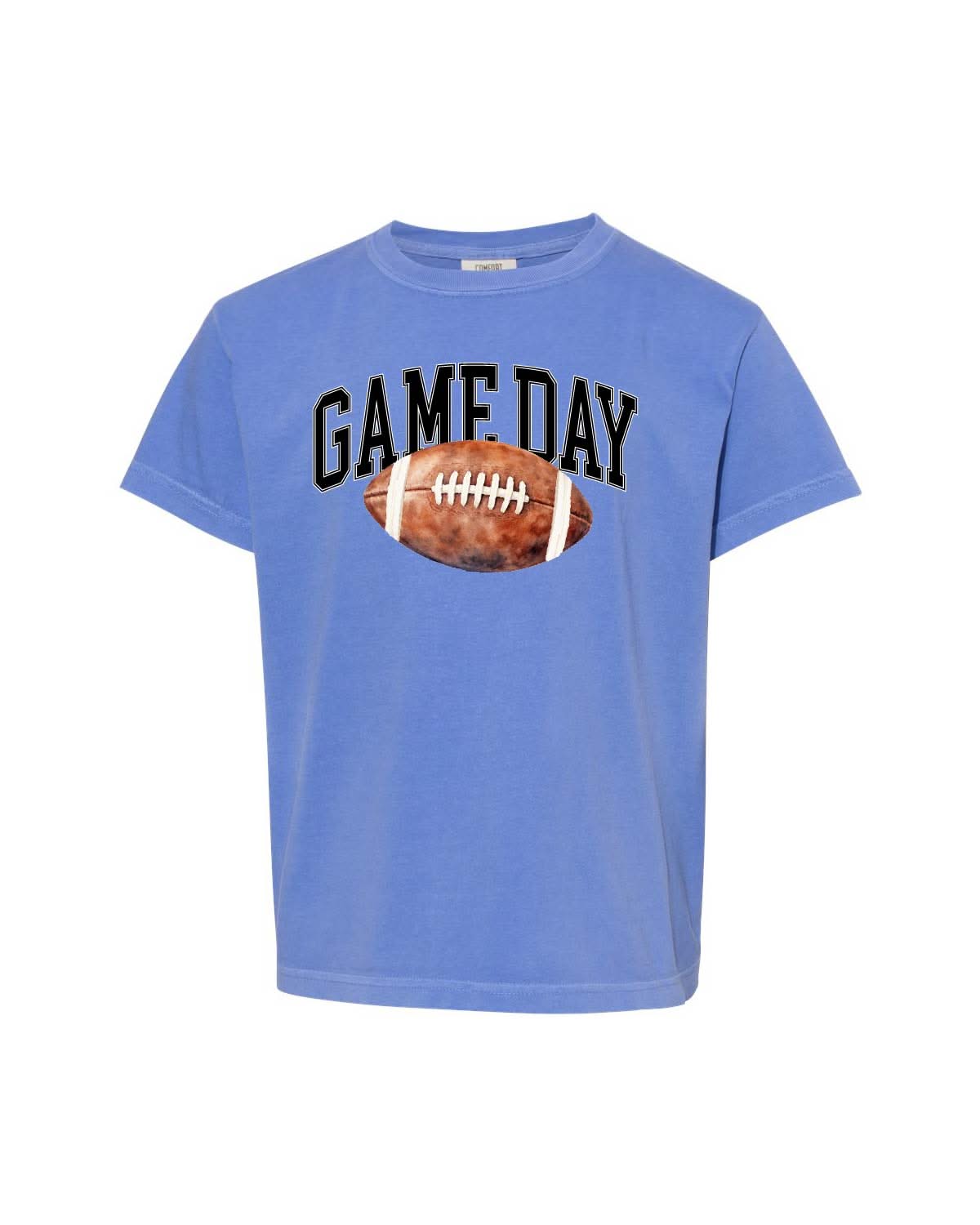 Watercolor Football Game Day - YOUTH Comfort Colors Tee Little Mama Shirt Shop