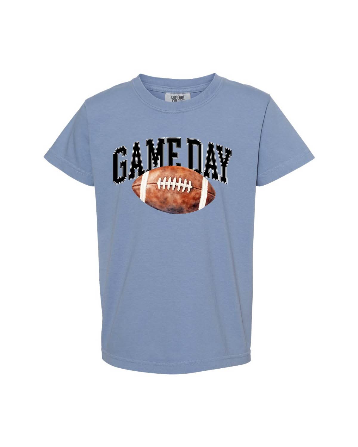 Watercolor Football Game Day - YOUTH Comfort Colors Tee Little Mama Shirt Shop