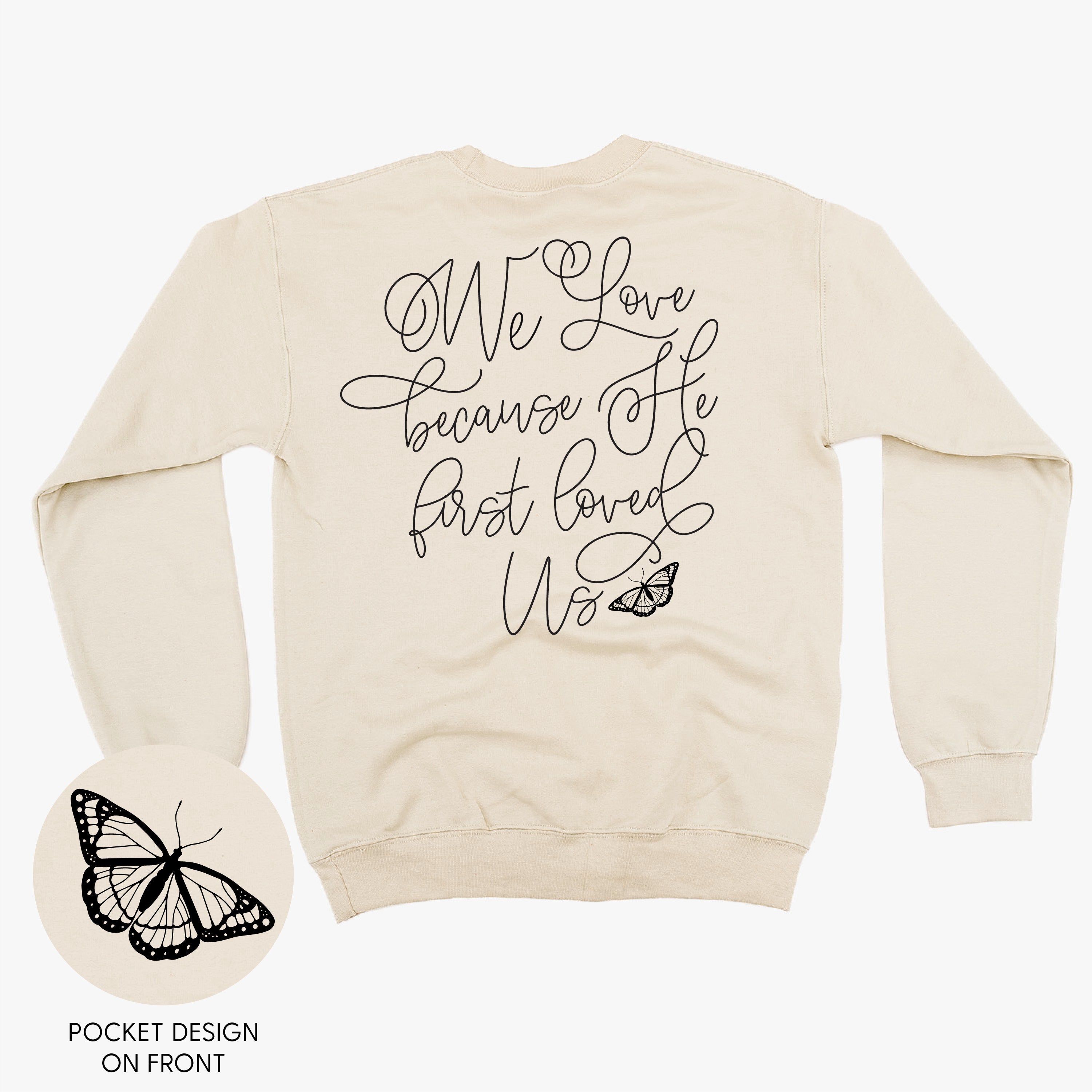 We Love Because He First Loved Us (pf & b) - BASIC Fleece Little Mama Shirt Shop LLC