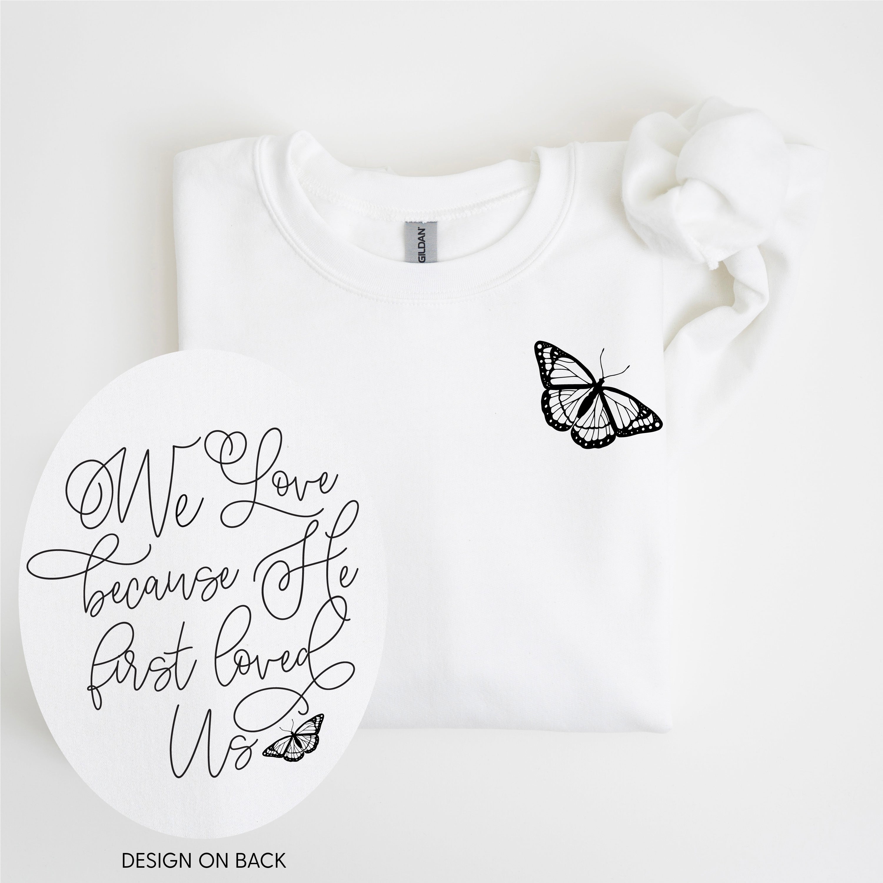 We Love Because He First Loved Us (pf & b) - BASIC Fleece Little Mama Shirt Shop LLC