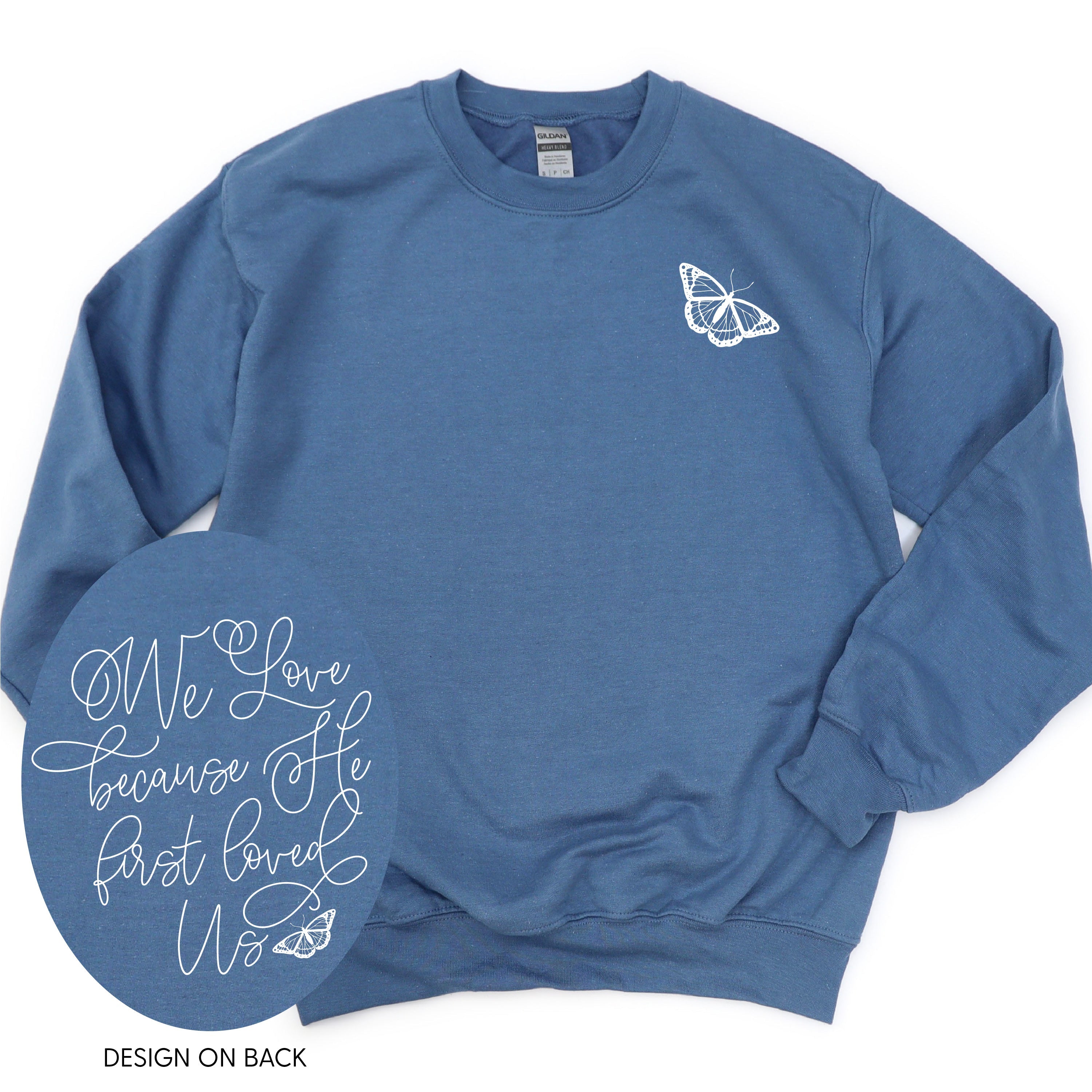 We Love Because He First Loved Us (pf & b) - BASIC Fleece Little Mama Shirt Shop LLC