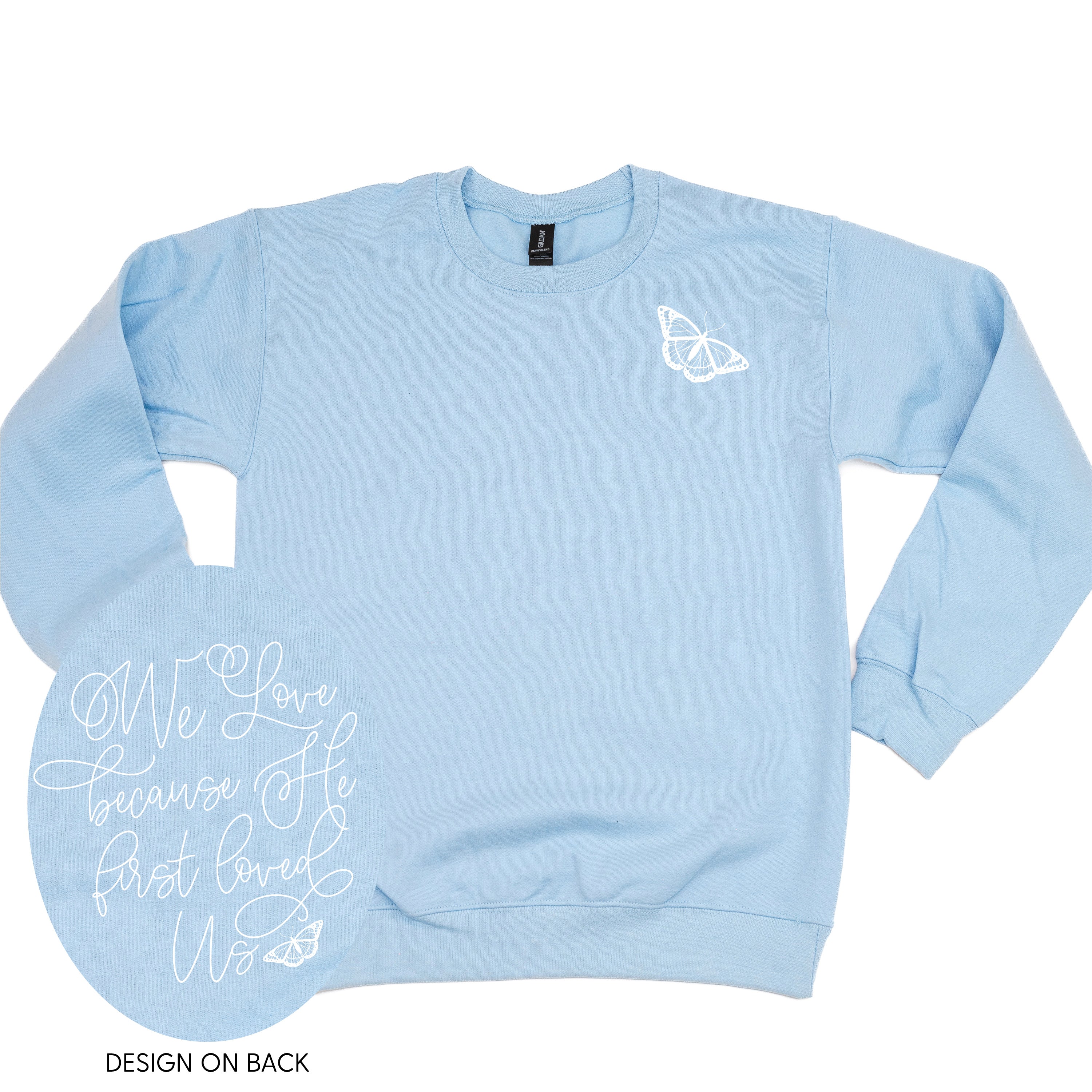 We Love Because He First Loved Us (pf & b) - BASIC Fleece Little Mama Shirt Shop LLC