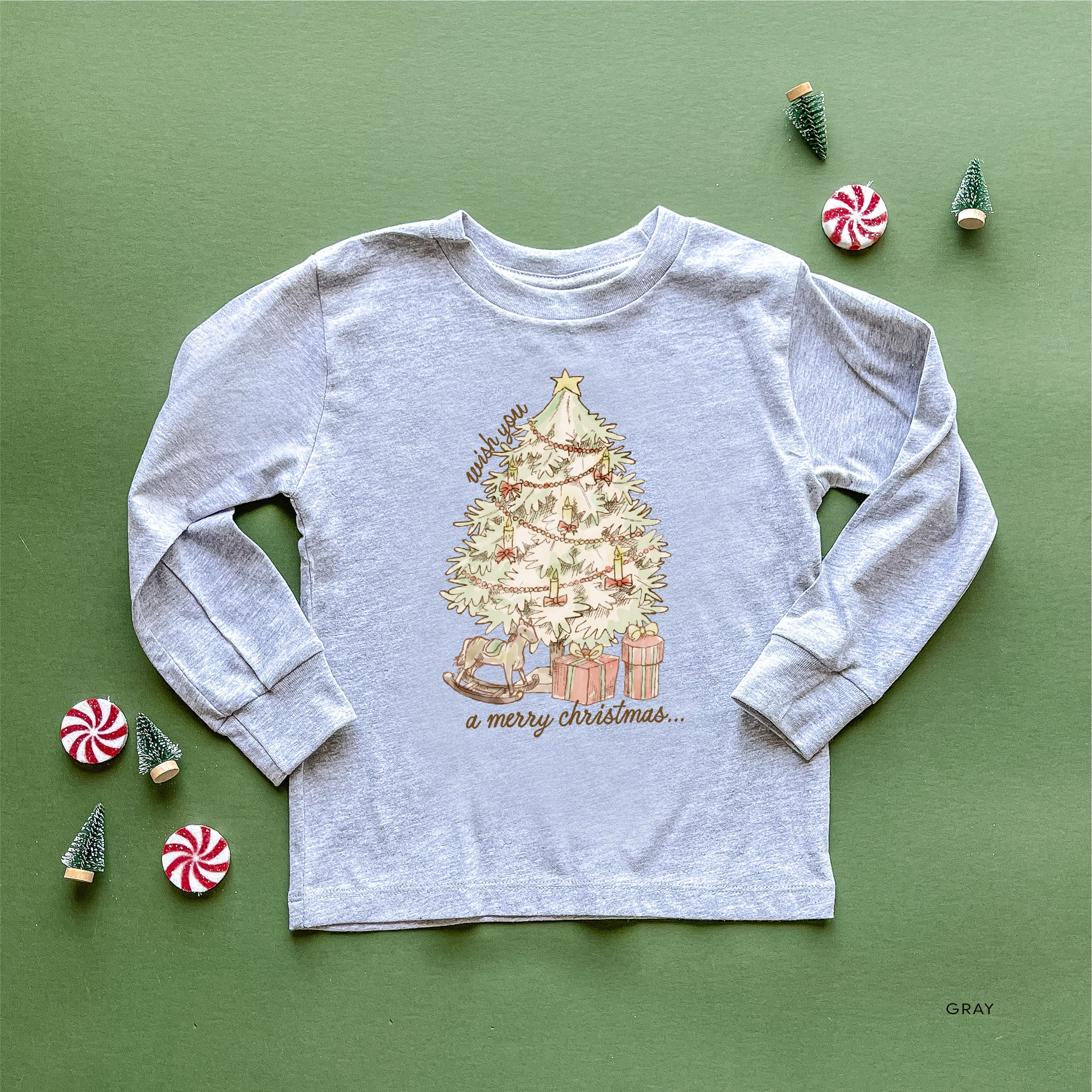 Wish You A Merry Christmas - Child LONG SLEEVE Tee Little Mama Shirt Shop