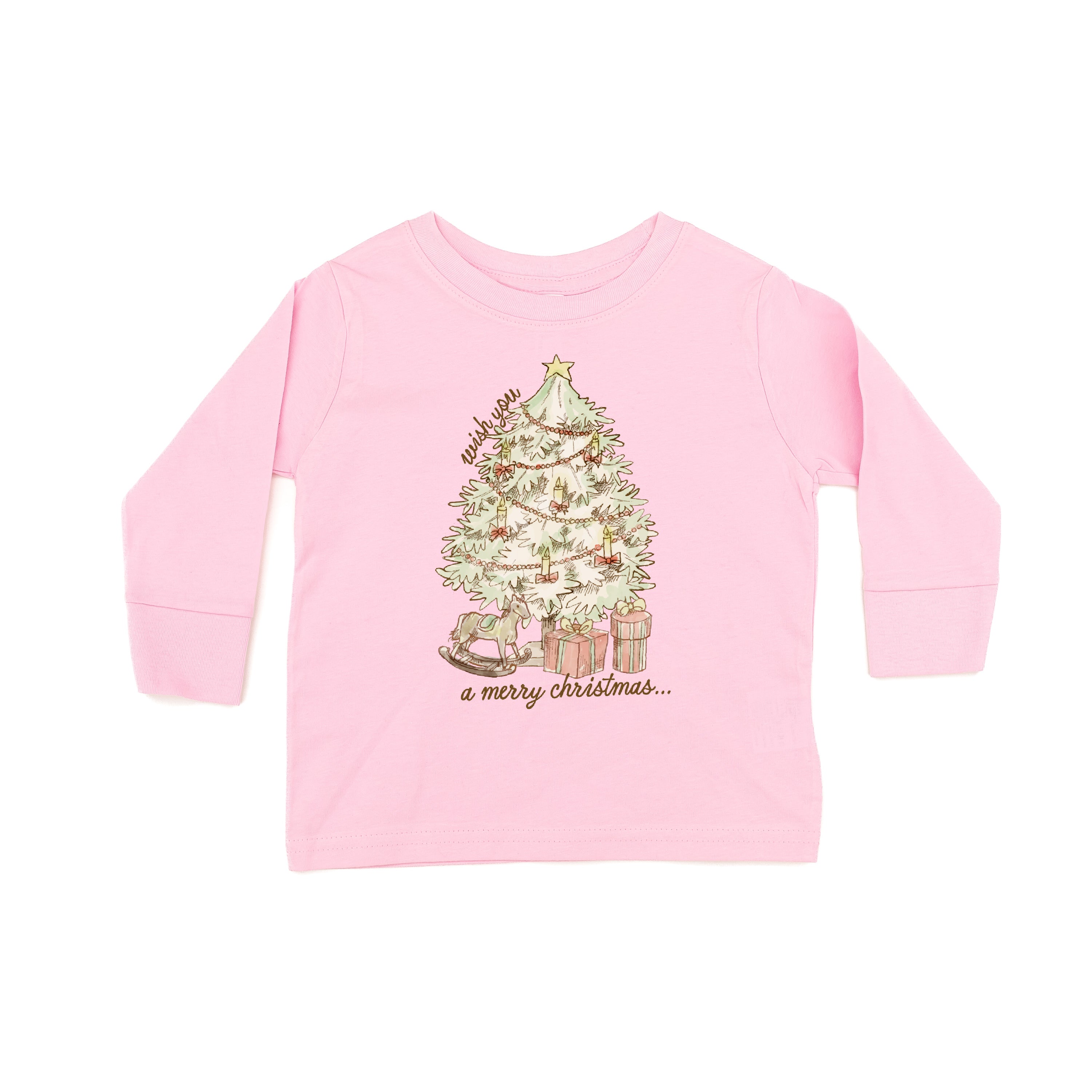 Wish You A Merry Christmas - Child LONG SLEEVE Tee Little Mama Shirt Shop