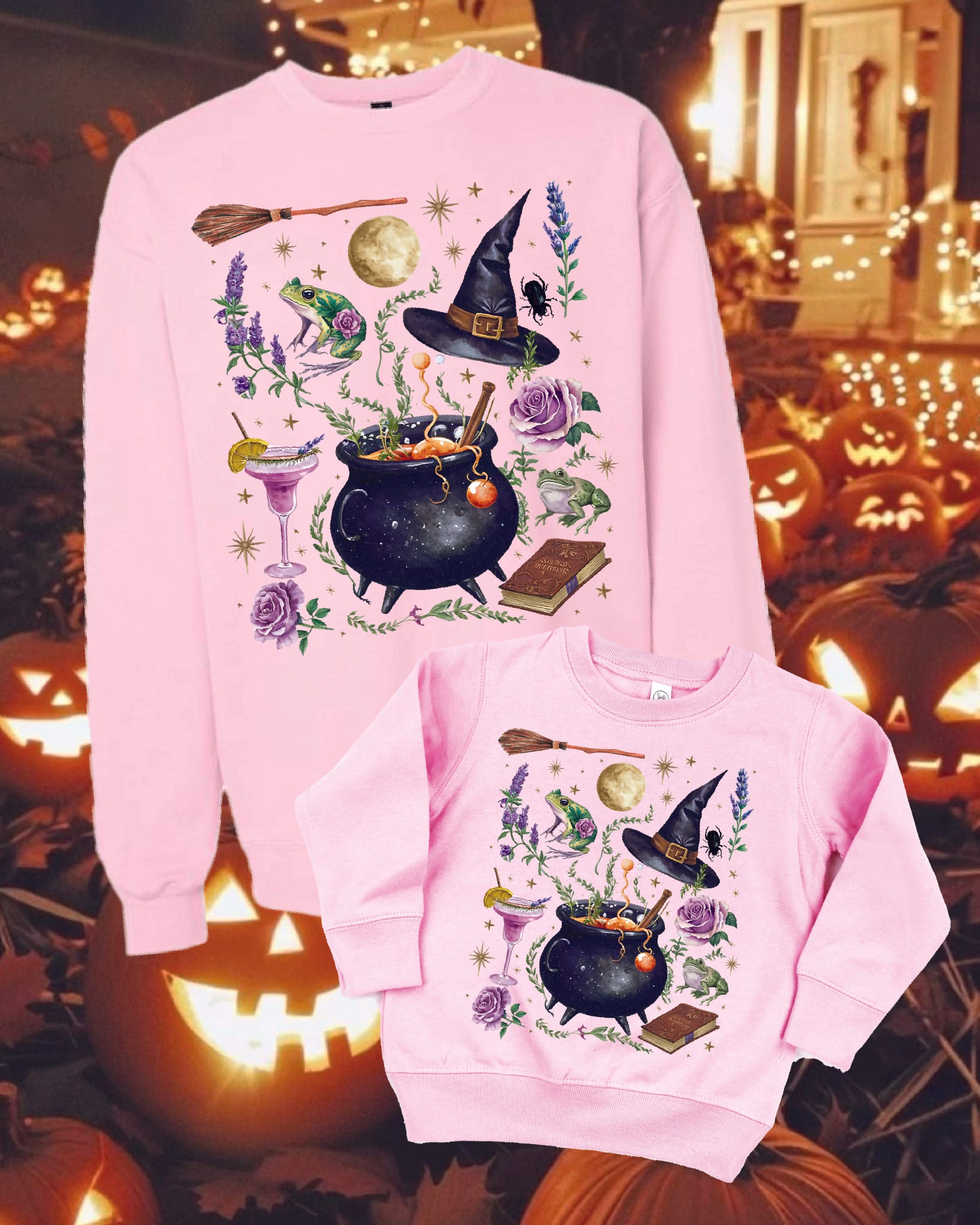 Whimsical Witches Brew - Set of 2 Basic Fleece Sweaters Little Mama Shirt Shop