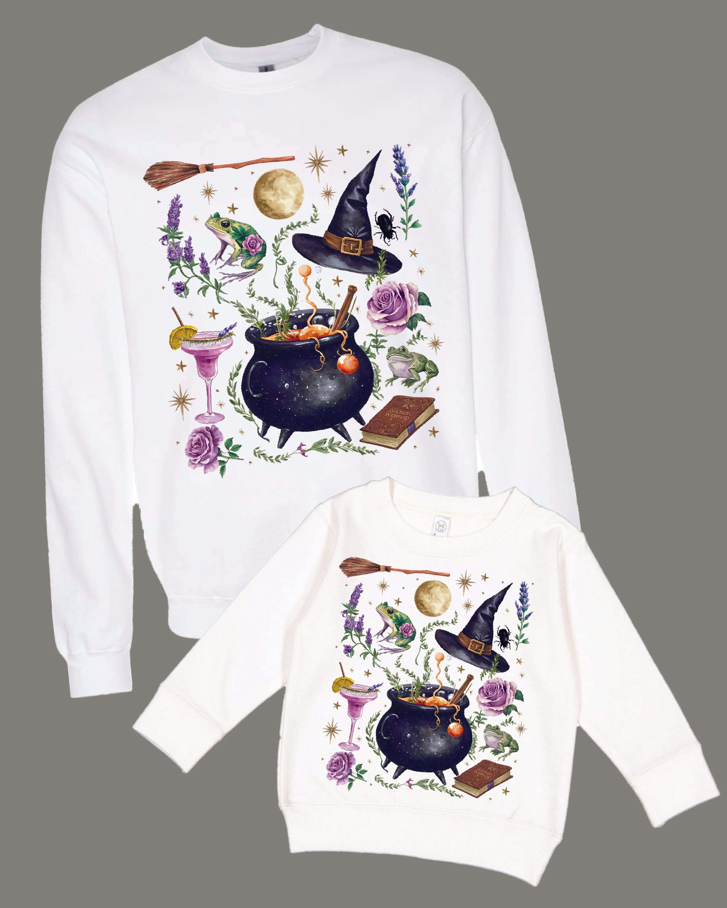 Whimsical Witches Brew - Set of 2 Basic Fleece Sweaters Little Mama Shirt Shop