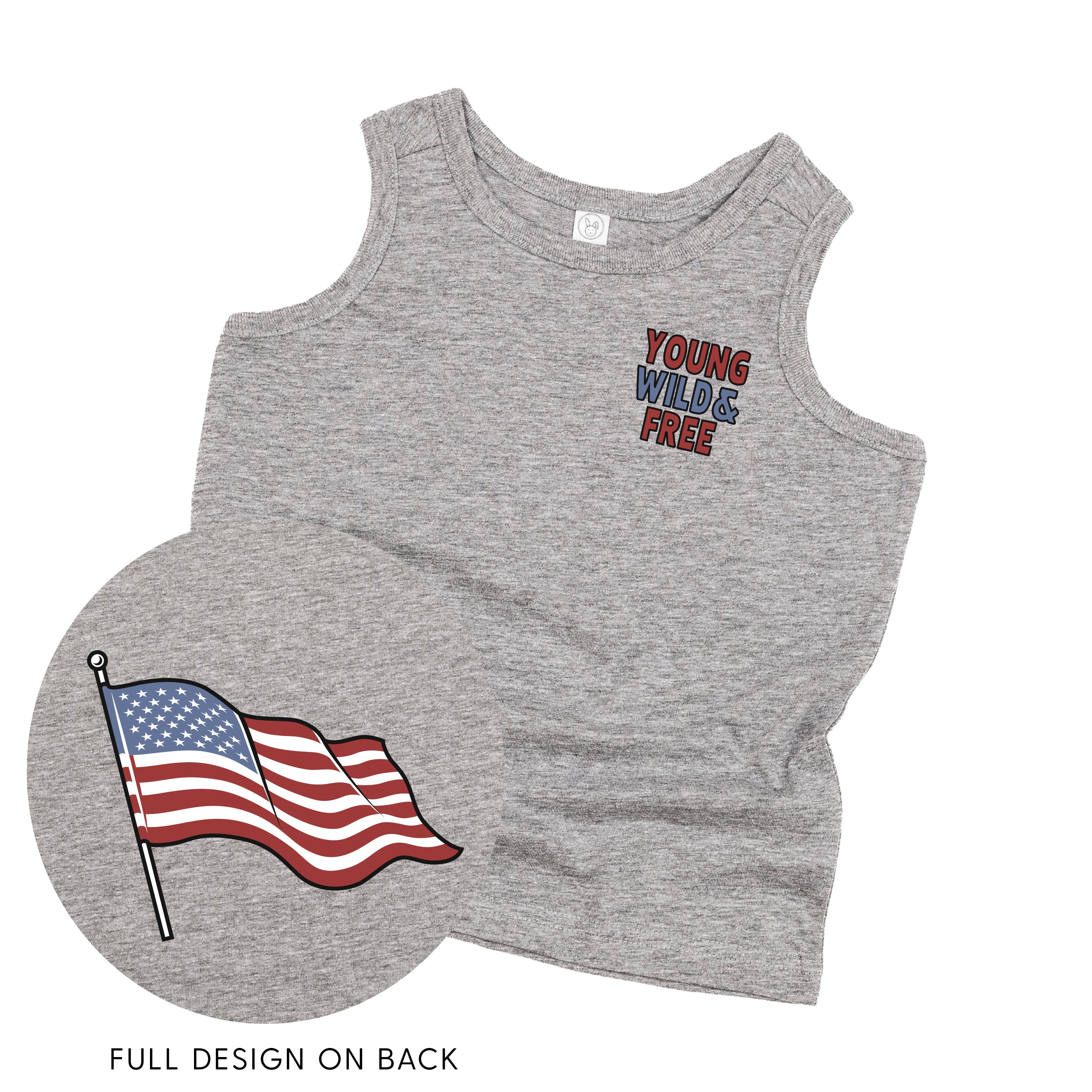 Young Wild & Free - Flag (pf&b) - Child Jersey TANK Little Mama Shirt Shop