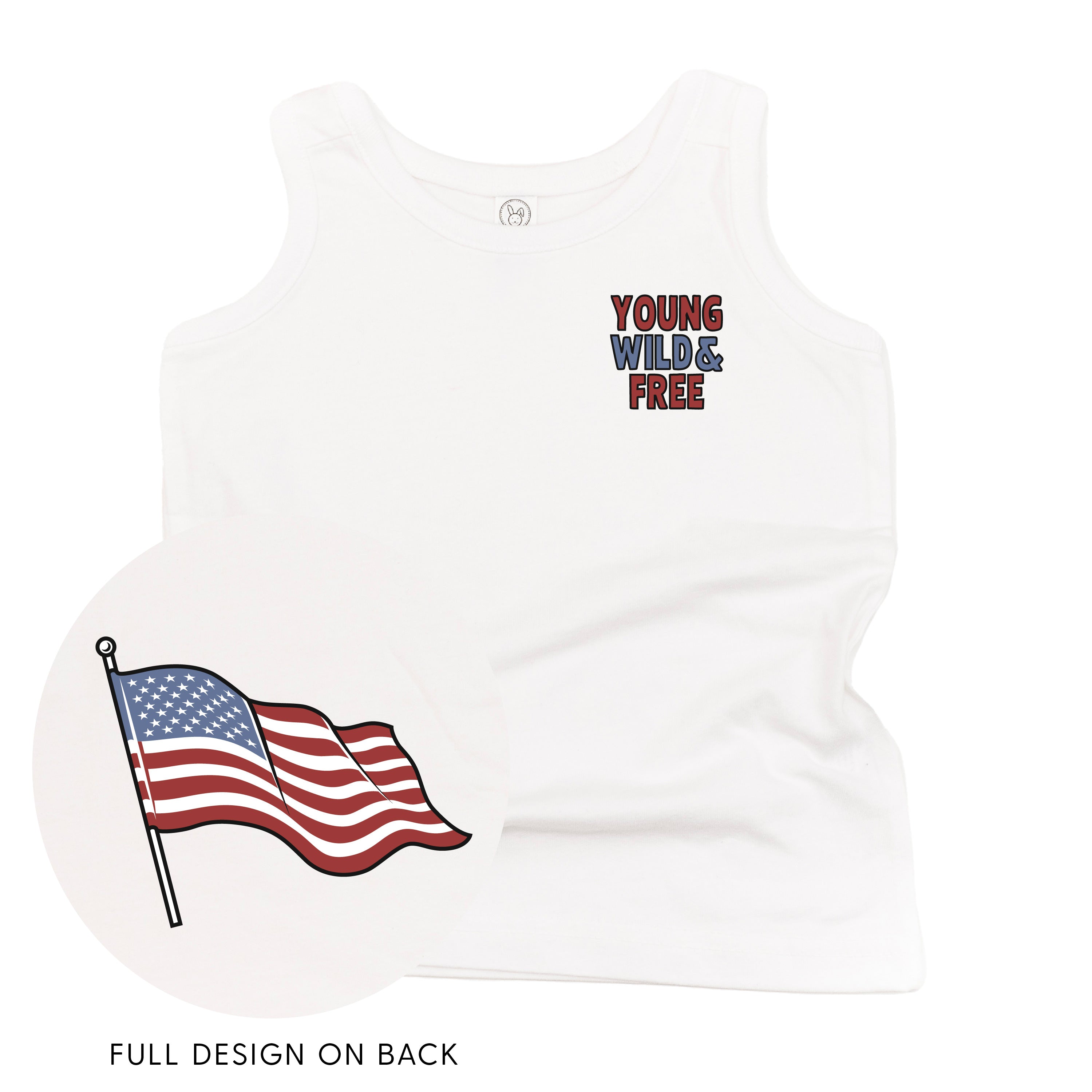 Young Wild & Free - Flag (pf&b) - Child Jersey TANK Little Mama Shirt Shop