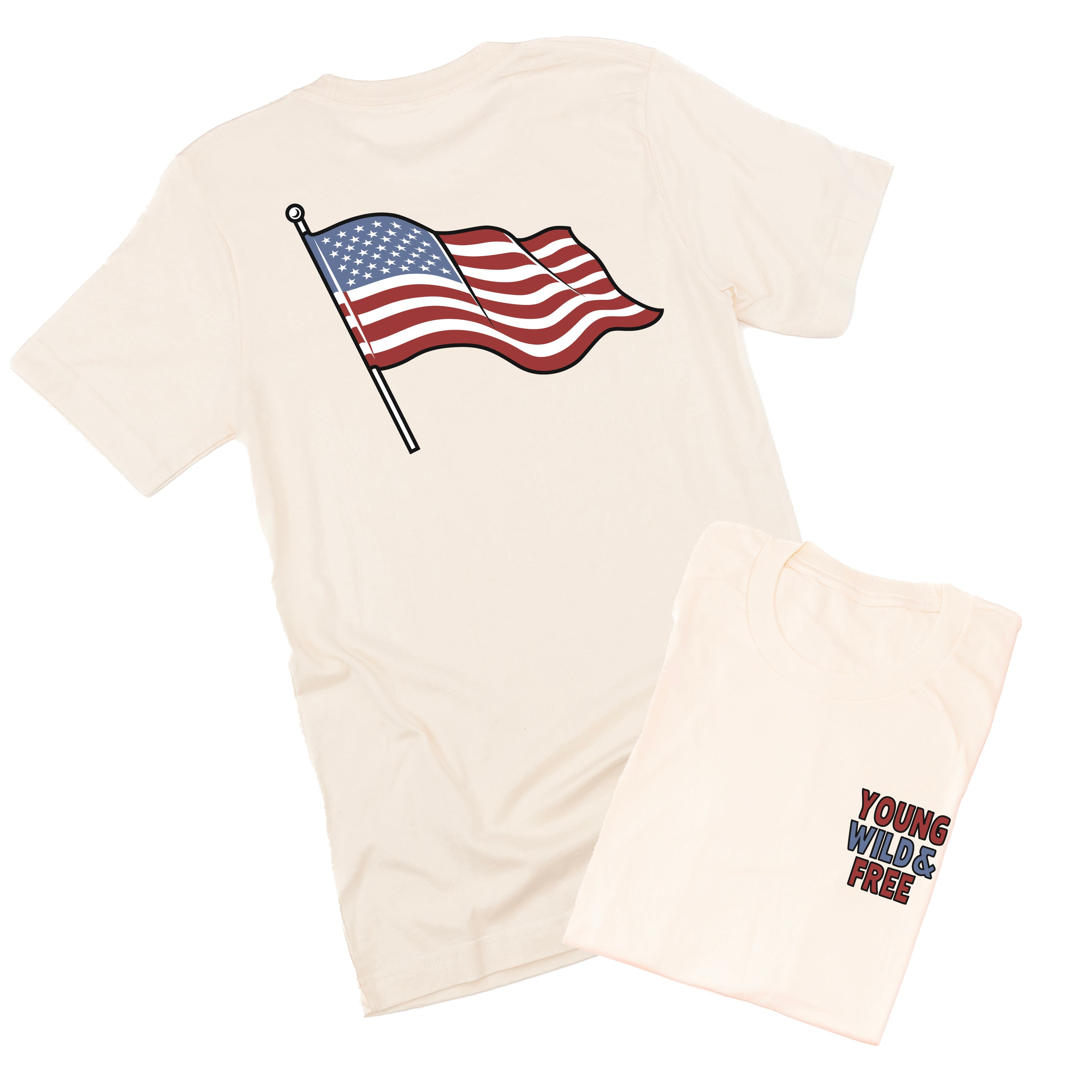 Young Wild & Free - Flag (pf&b) - Unisex Tee Little Mama Shirt Shop