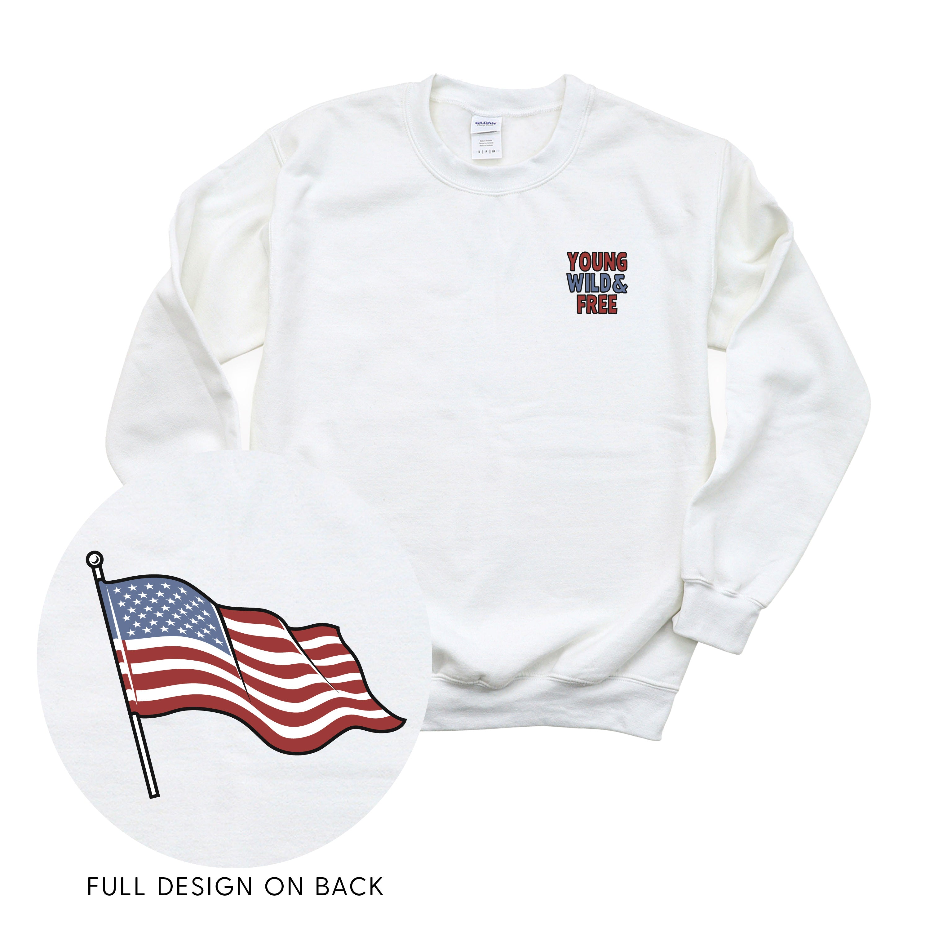 Young Wild & Free - Flag (pf&b) - BASIC Fleece Little Mama Shirt Shop LLC