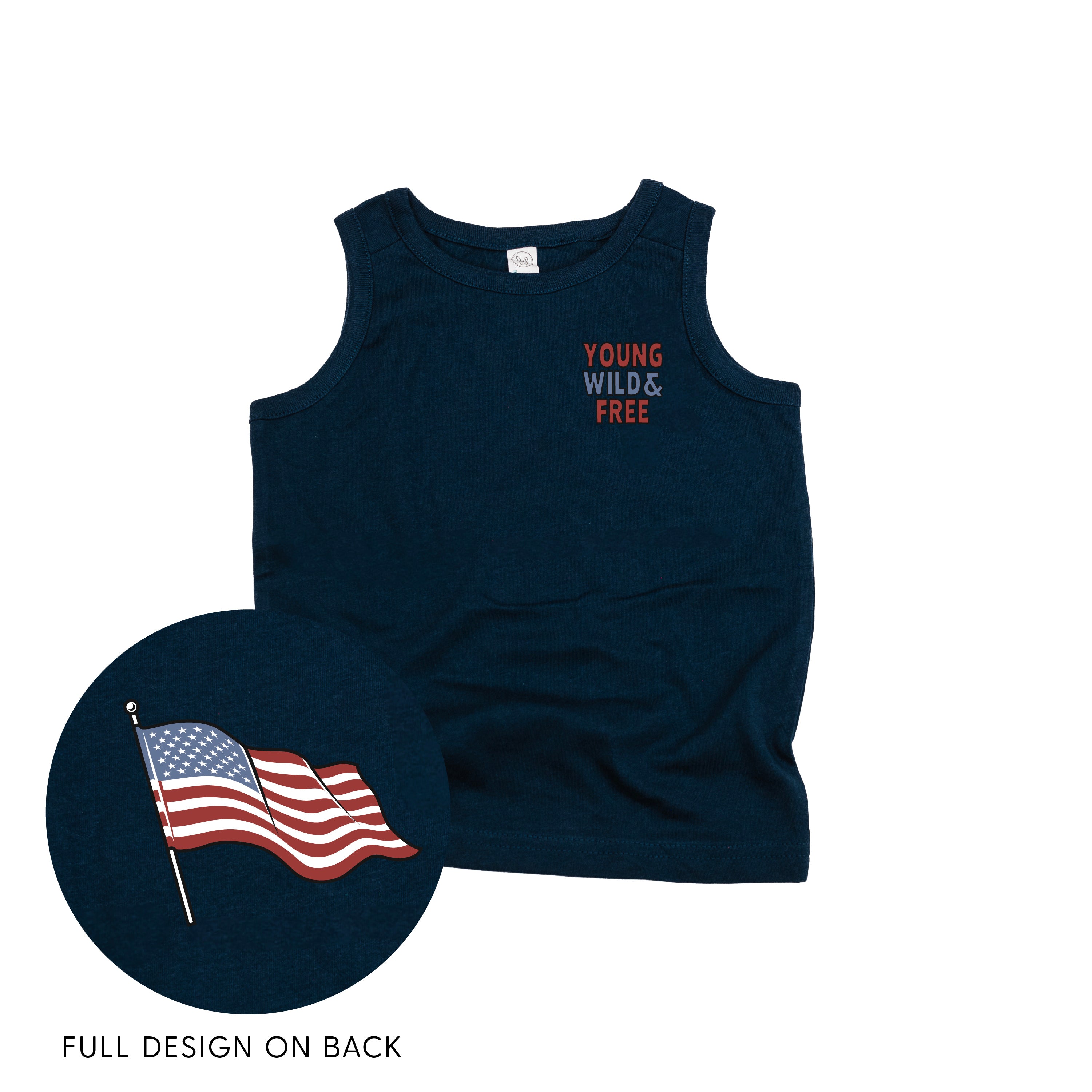 Young Wild & Free - Flag (pf&b) - Child Jersey TANK Little Mama Shirt Shop