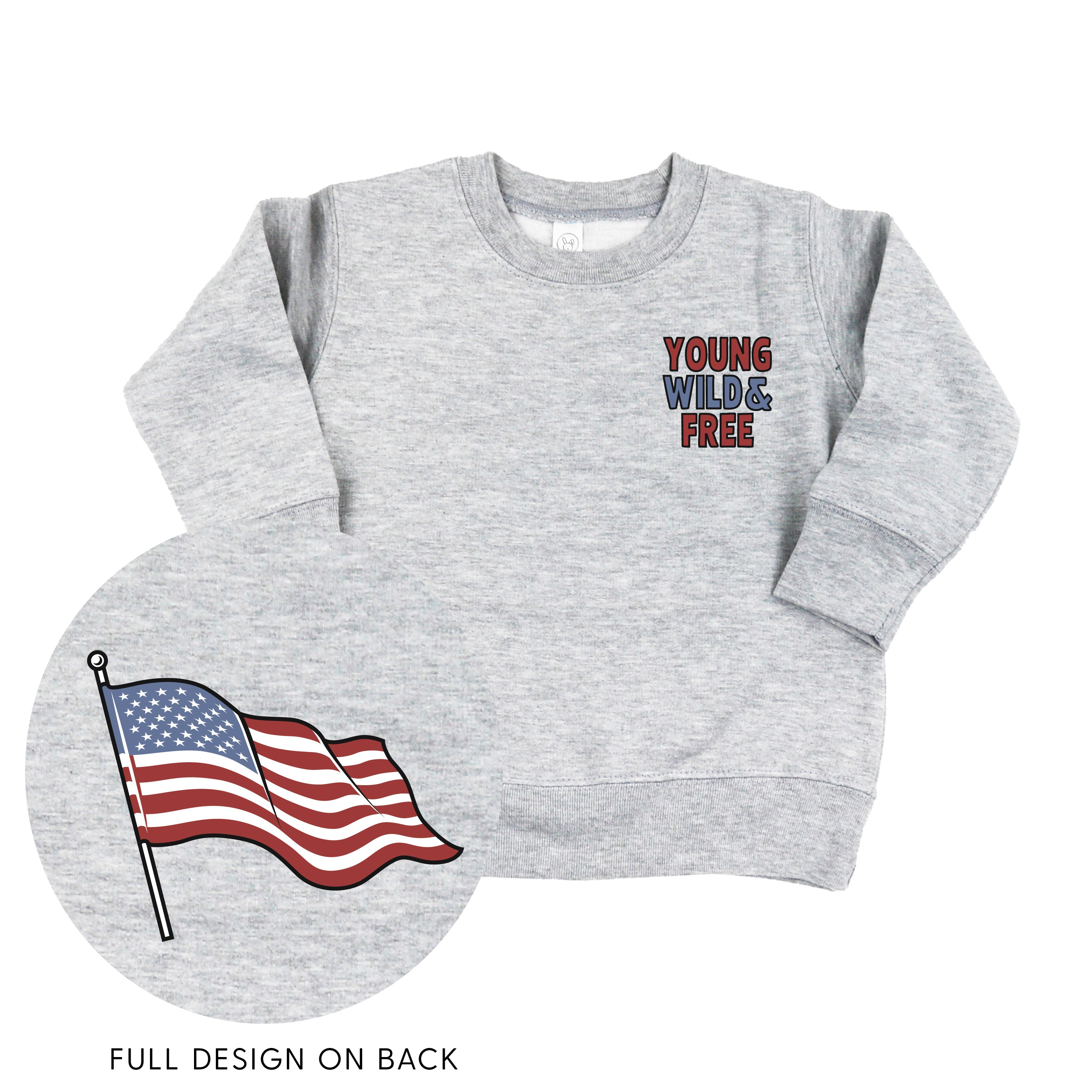 Young Wild & Free - Flag (pf&b) - Child Sweater Little Mama Shirt Shop